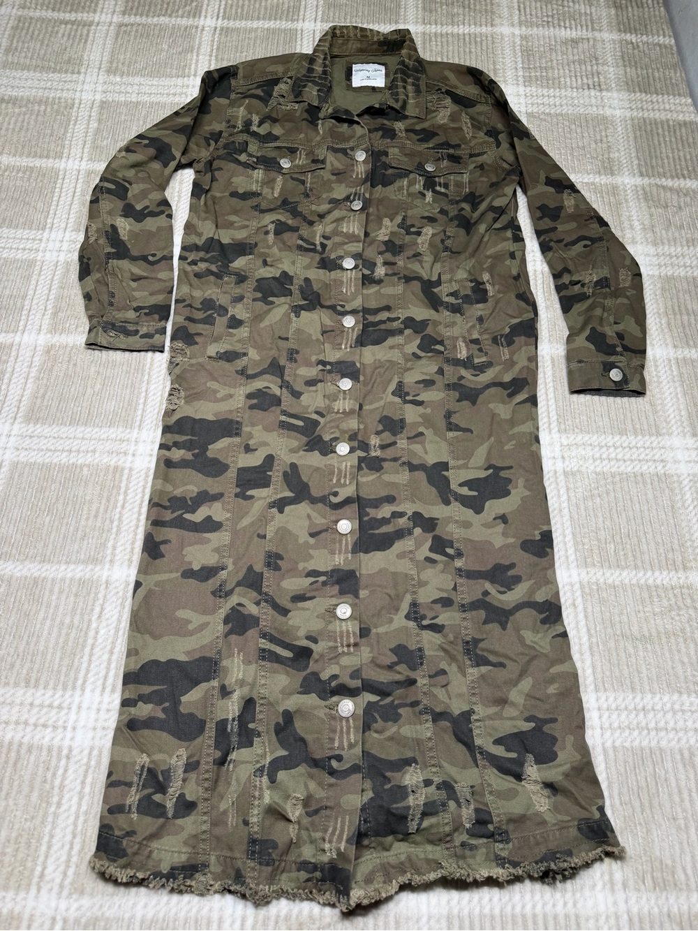 Highway Jeans Olive Green Camo Button-Front Maxi Dress